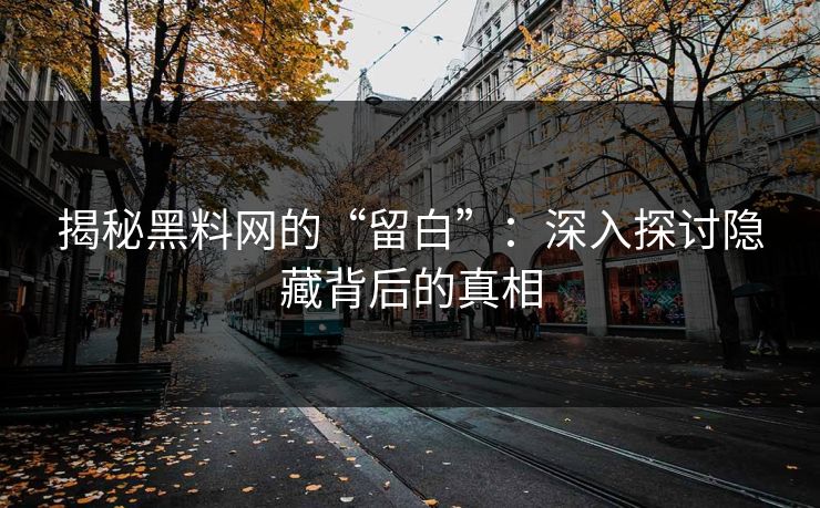 揭秘黑料网的“留白”：深入探讨隐藏背后的真相