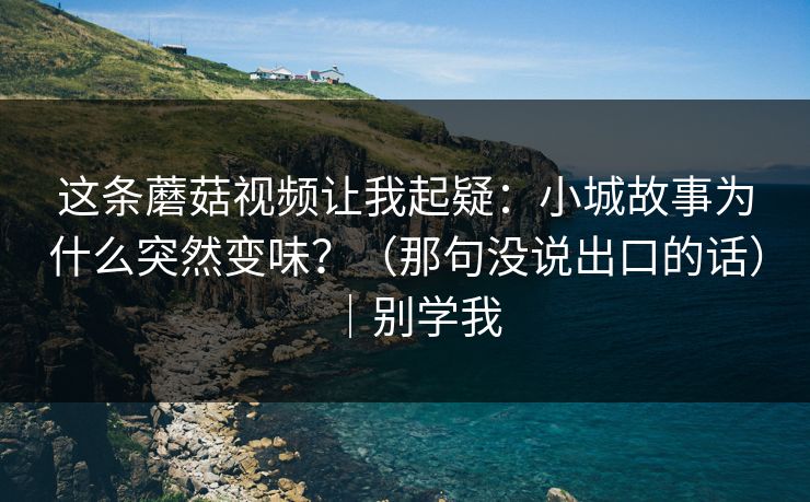 这条蘑菇视频让我起疑：小城故事为什么突然变味？（那句没说出口的话）｜别学我